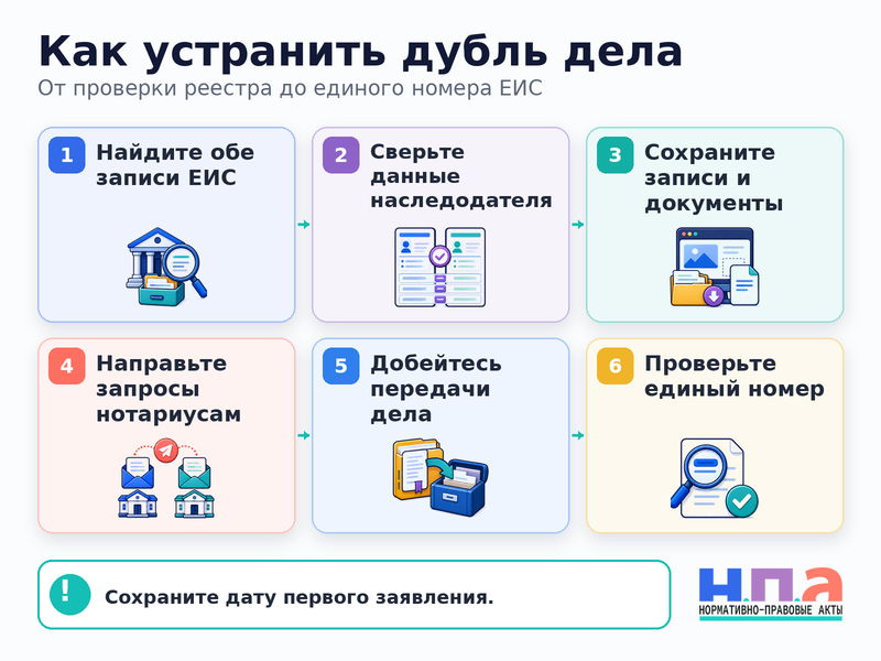 Нотариусы открыли два наследственных дела на одного умершего как устранить дубль