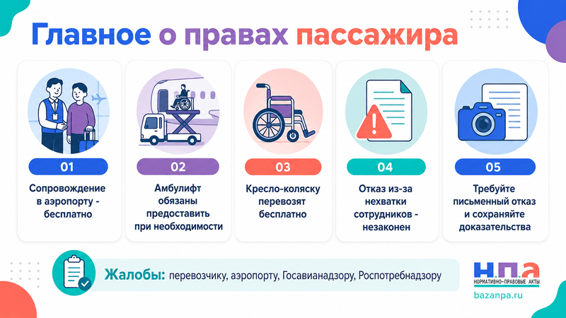 Аэропорт или перевозчик отказал пассажиру с инвалидностью в сопровождении, амбулифте либо перевозке кресла-коляски