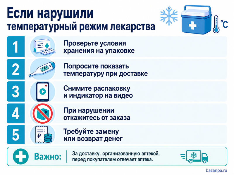 Аптека или курьер нарушили температурный режим при доставке лекарства