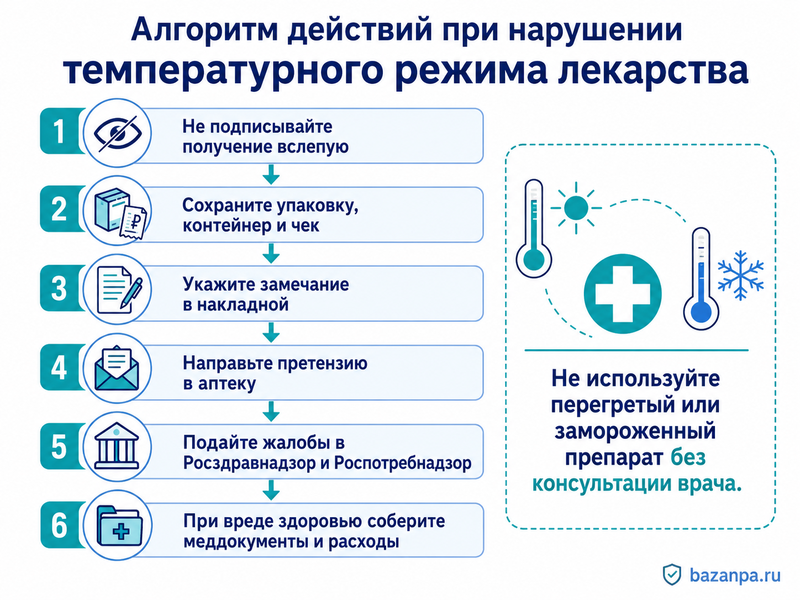 Аптека или курьер нарушили температурный режим при доставке лекарства