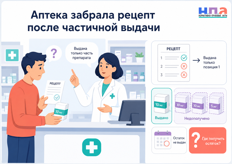 Аптека забрала оригинал бумажного рецепта после частичной выдачи лекарства как получить остаток препарата