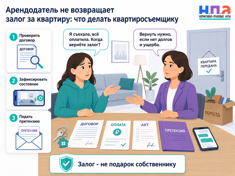 Арендодатель не возвращает залог за квартиру что делать квартиросъемщику