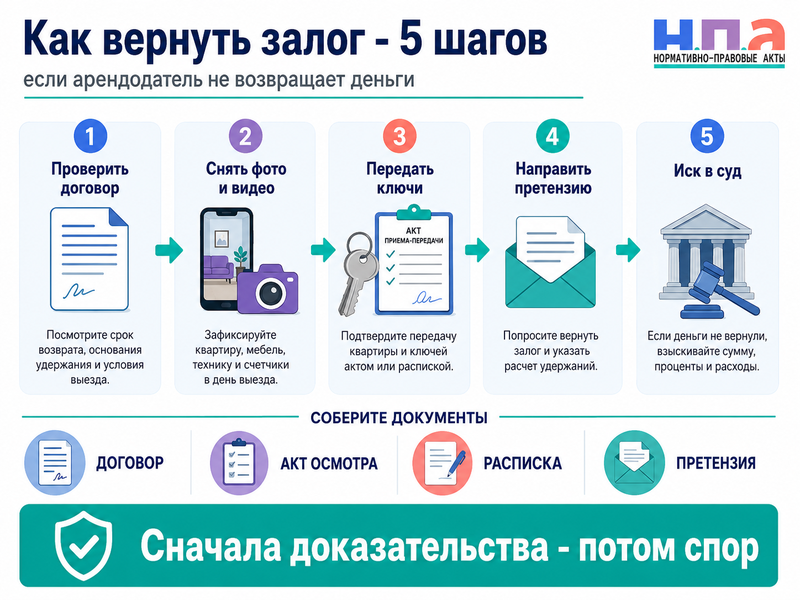 Арендодатель не возвращает залог за квартиру что делать квартиросъемщику