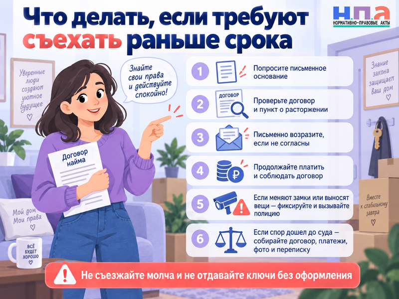 Арендодатель требует съехать раньше срока договора можно ли остаться