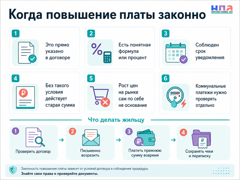 Арендодатель в одностороннем порядке повысил плату за квартиру когда повышение законно