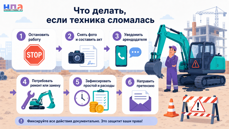 Арендованная строительная техника оказалась неисправной кто оплачивает аренду, ремонт и простой