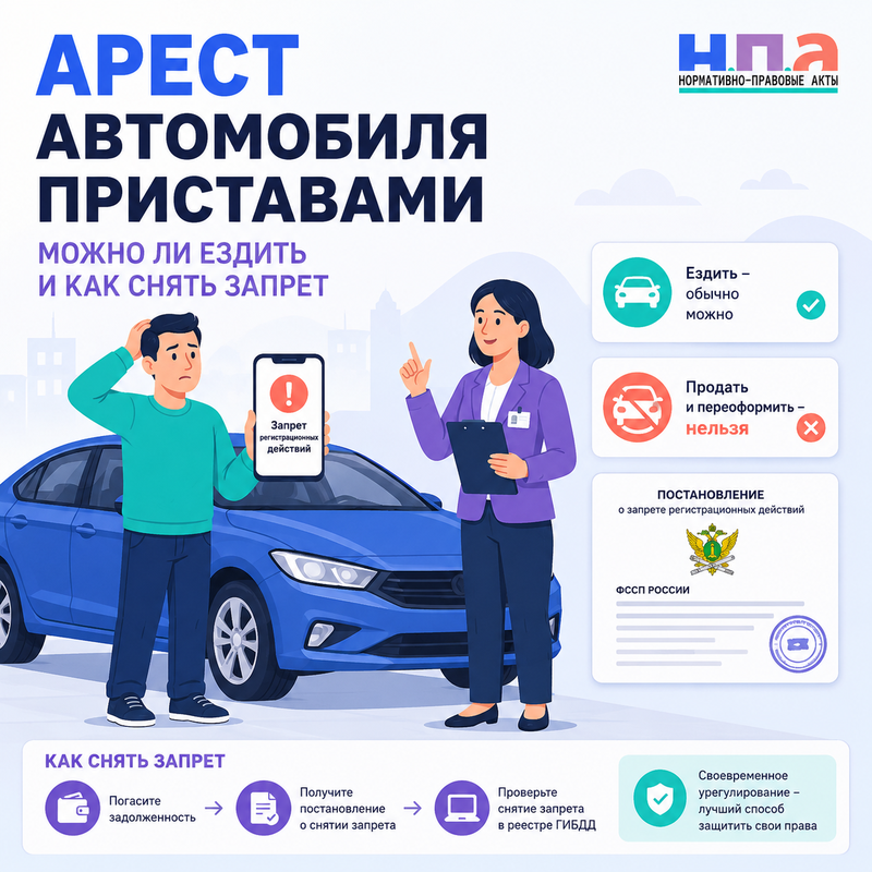 Арест автомобиля приставами: можно ли ездить и как снять запрет
