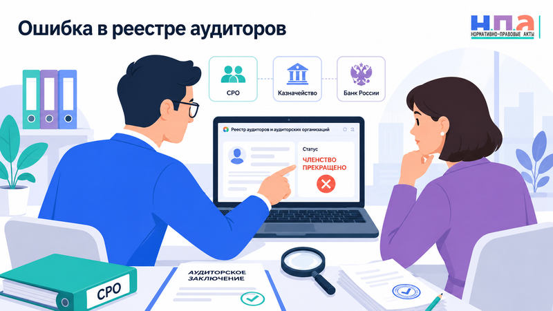Аудитор или аудиторская организация состоит в СРО, но в реестре указан неправильный статус: как восстановить членство и право на обязательный аудит в 2026 году