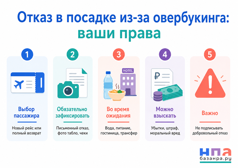 Авиакомпания отказала в посадке из-за овербукинга: права пассажира в 2026 году