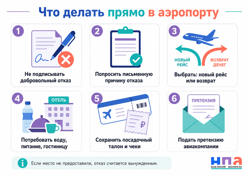 Авиакомпания отказала в посадке из-за овербукинга: права пассажира в 2026 году