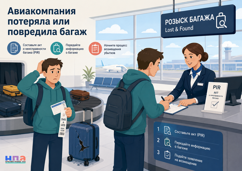 Авиакомпания потеряла или повредила багаж акт, розыск, претензия и компенсация