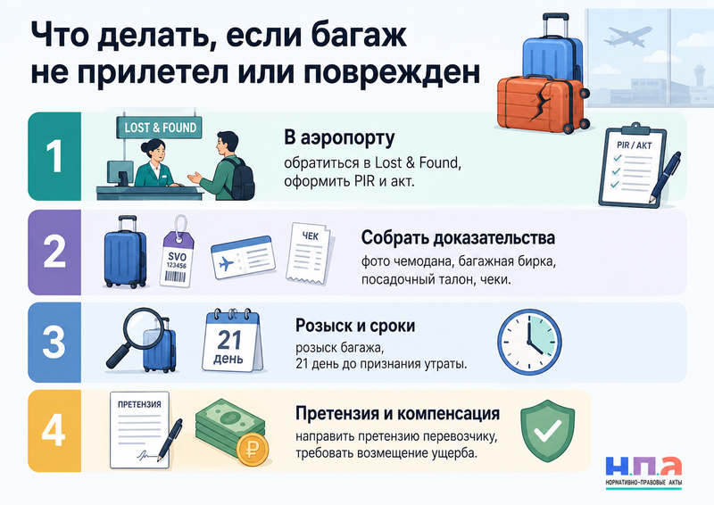 Авиакомпания потеряла или повредила багаж акт, розыск, претензия и компенсация
