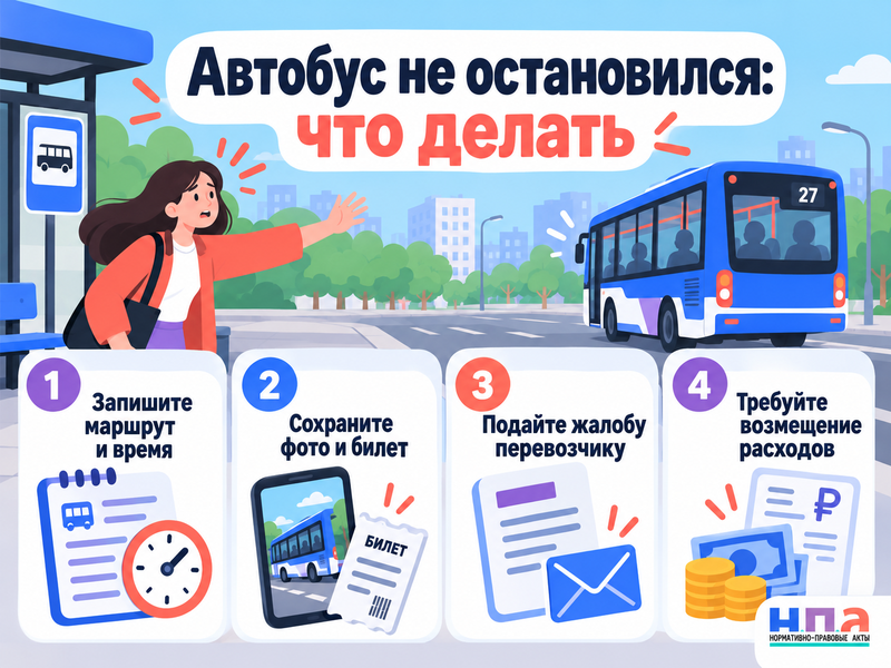 Автобус проехал остановку - куда жаловаться пассажиру