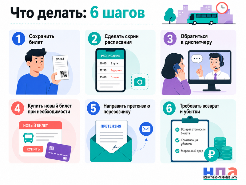 Автобус уехал раньше расписания кто возместит стоимость нового билета
