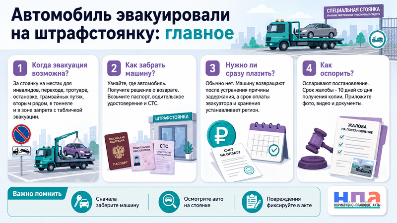 Автомобиль эвакуировали на штрафстоянку как забрать машину и оспорить эвакуацию