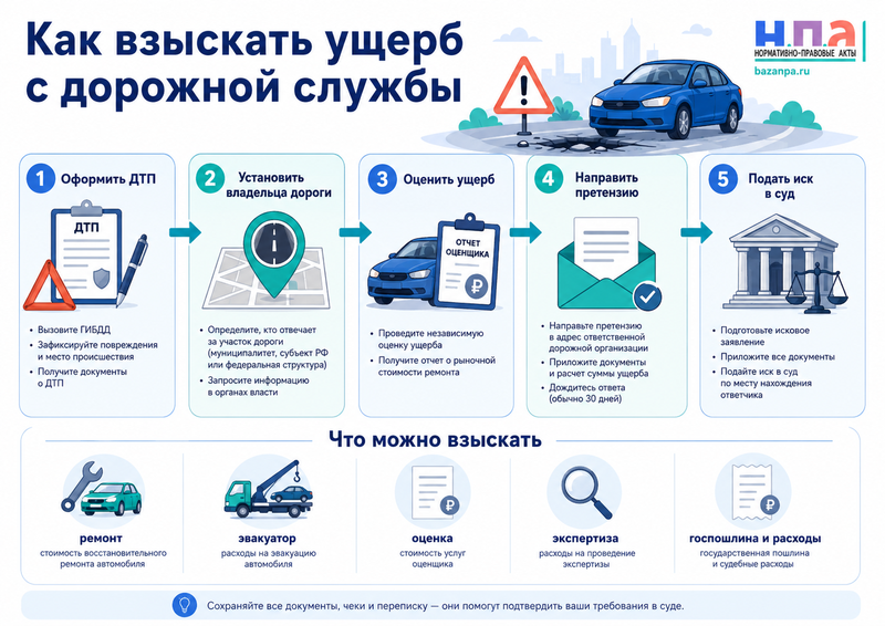 Автомобиль попал в яму и получил повреждения как взыскать ущерб