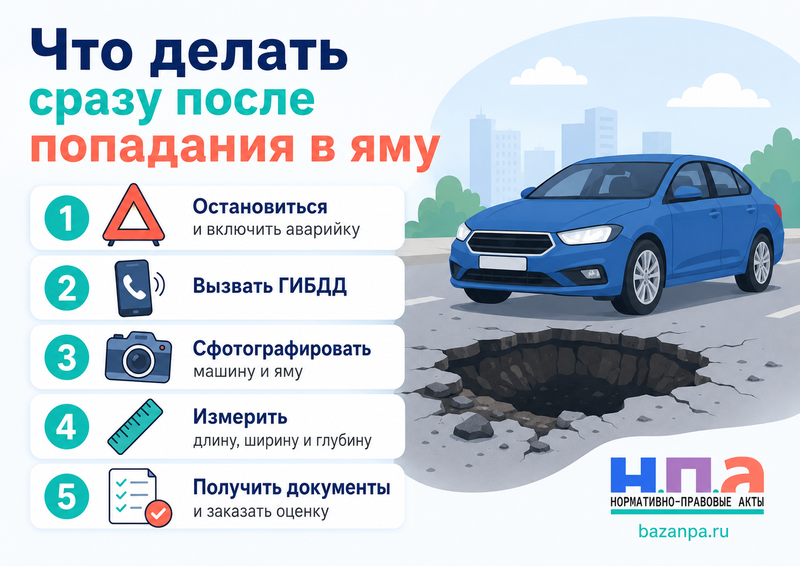 Автомобиль попал в яму и получил повреждения как взыскать ущерб