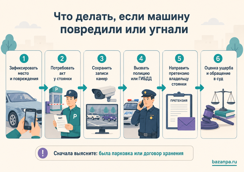 Автомобиль повредили или угнали с платной парковки отвечает ли владелец стоянки