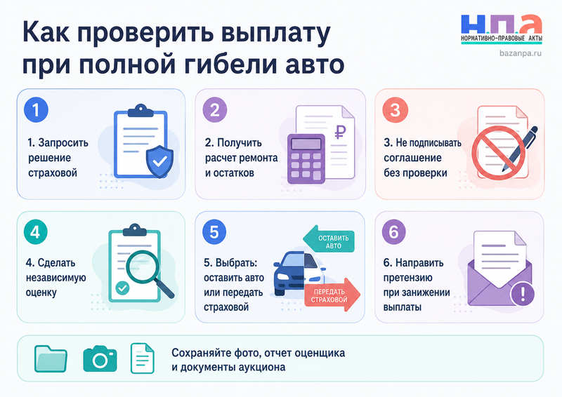 Автомобиль признали полностью погибшим по КАСКО: годные остатки и страховая выплата