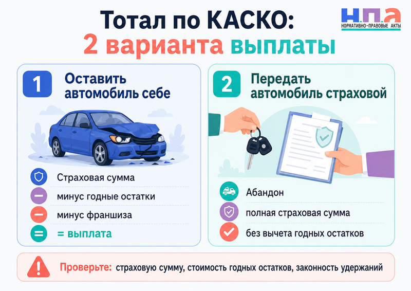 Автомобиль признали полностью погибшим по КАСКО: годные остатки и страховая выплата