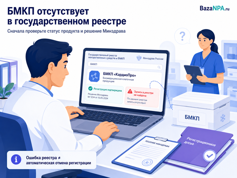 БМКП отсутствует в реестре Минздрава