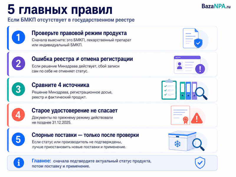 БМКП отсутствует в реестре Минздрава