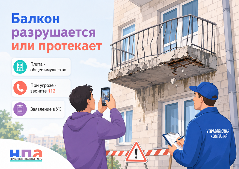 Балкон разрушается или протекает кто должен ремонтировать плиту, козырек и ограждение