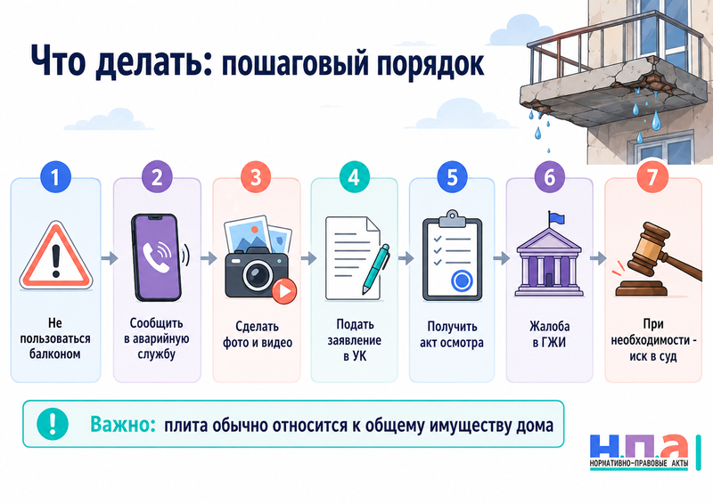 Балкон разрушается или протекает кто должен ремонтировать плиту, козырек и ограждение