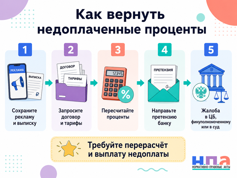Банк не начислил обещанный процент по накопительному счёту