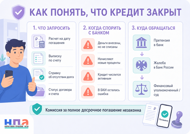 Банк не принимает досрочное погашение кредита или продолжает начислять проценты