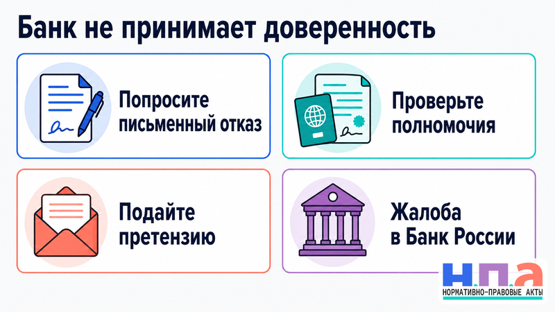 Банк не принимает нотариальную доверенность и требует личного присутствия клиента