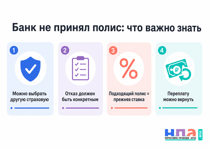 Банк не принял страховой полис заемщика и повысил ставку по кредиту что делать