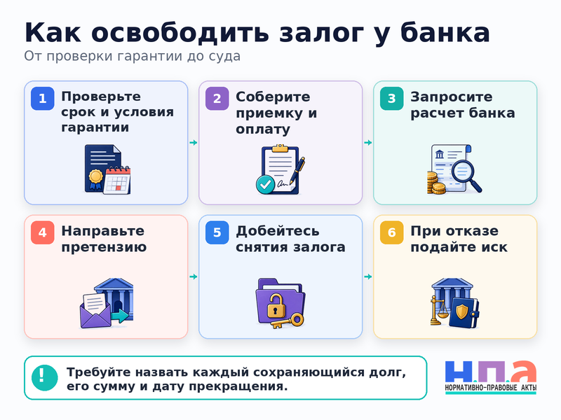 Банк не снимает залог и не возвращает депозит после исполнения контракта