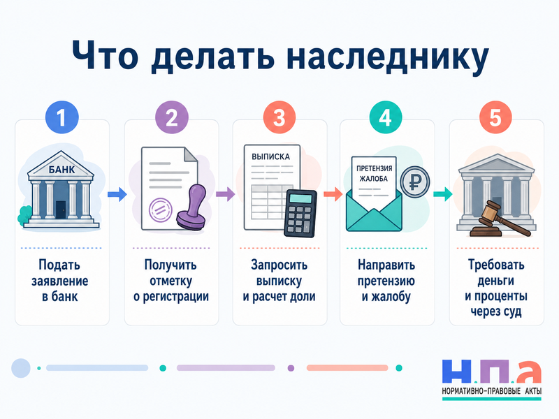 Банк не выдаёт наследнику деньги со счёта умершего после получения свидетельства о наследстве