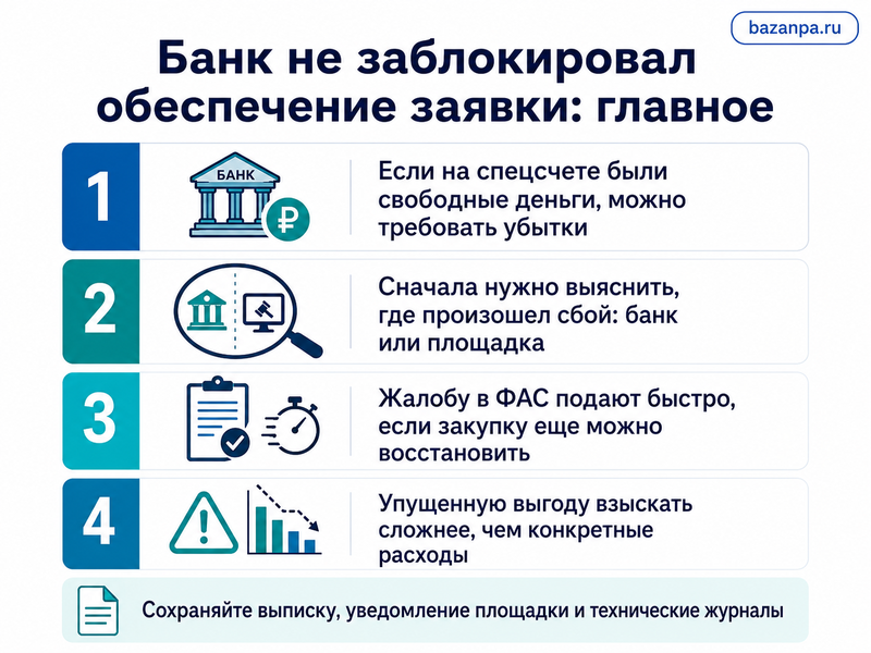Банк не заблокировал обеспечение заявки на спецсчете можно ли взыскать потери