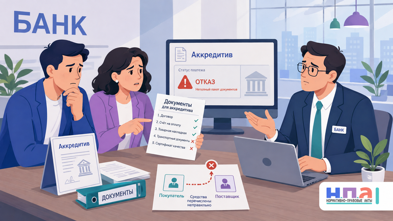 Банк неправильно исполнил аккредитив, отказал в выплате или перечислил деньги без предусмотренных договором документов