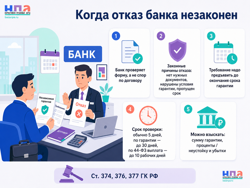 Банк отказался платить по независимой гарантии как взыскать сумму гарантии и убытки