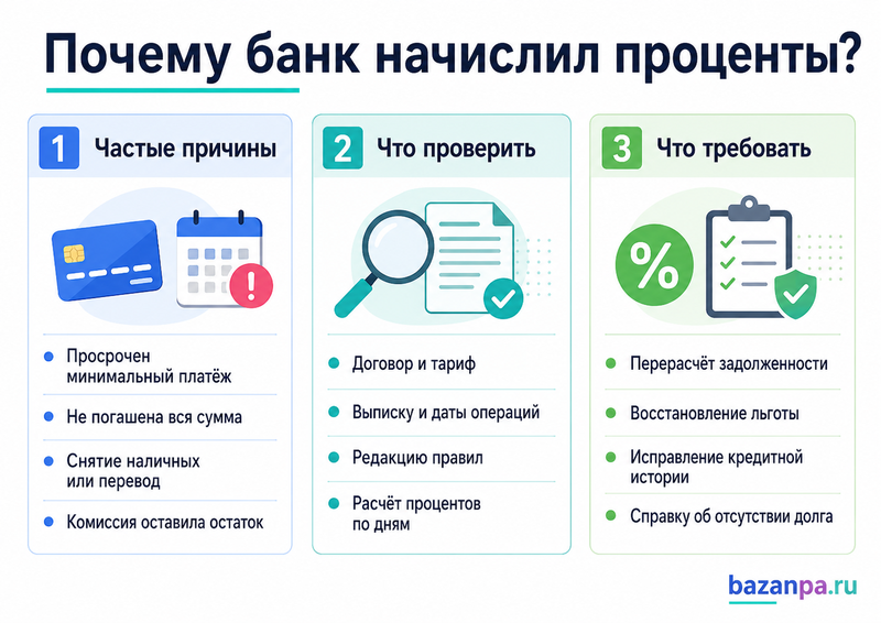 Банк отменил льготный период по кредитной карте и начислил проценты как проверить расчет