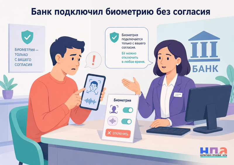 Банк подключил голосовую или лицевую биометрию без согласия либо не позволяет отказаться