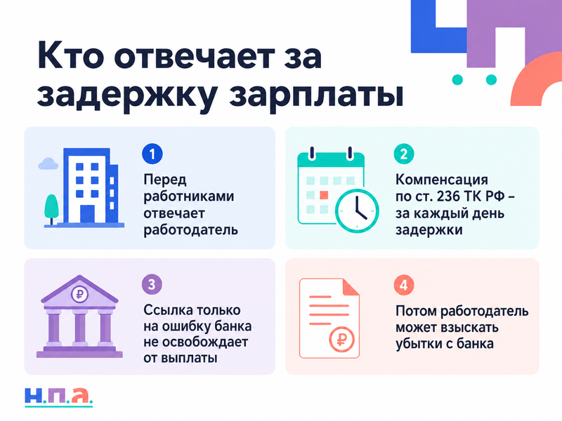 Банк получил зарплатный реестр, но не перечислил деньги работникам кто отвечает за задержку