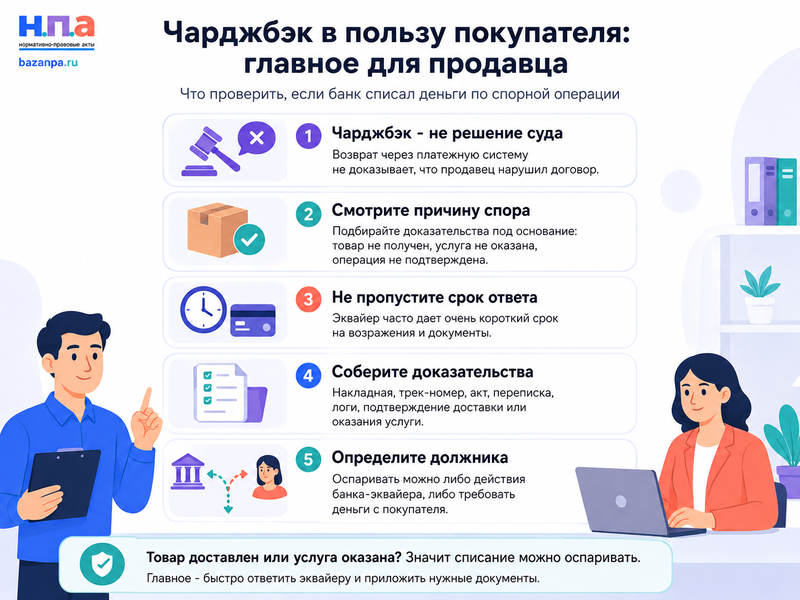 Банк сделал чарджбэк покупателю и списал деньги у продавца как оспорить
