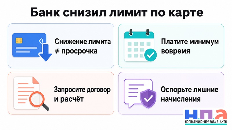 Банк уменьшил кредитный лимит по карте и потребовал погасить задолженность