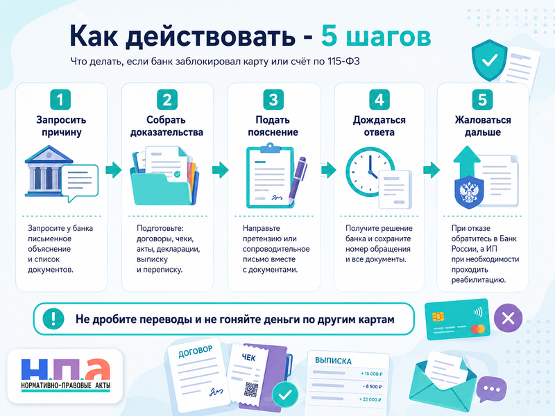 Банк заблокировал карту по 115-ФЗ: что делать физлицу или ИП