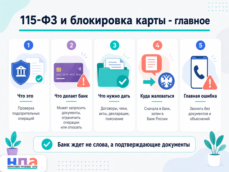 Банк заблокировал карту по 115-ФЗ: что делать физлицу или ИП