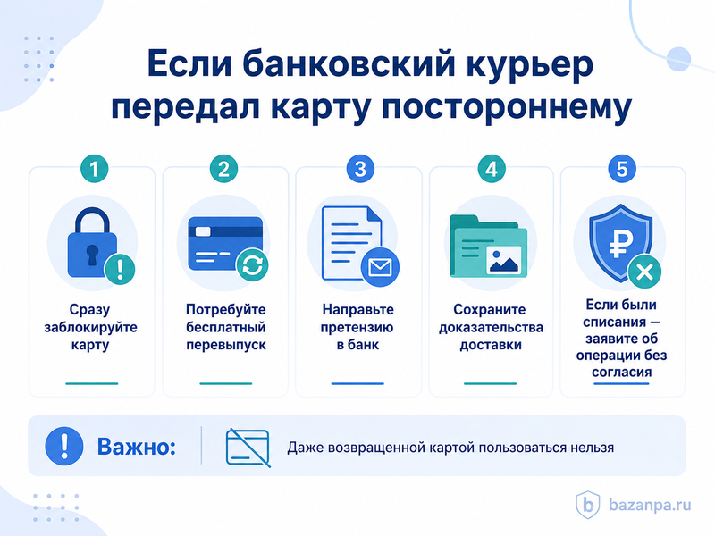 Банковский курьер передал карту и конверт постороннему или доставил не по адресу
