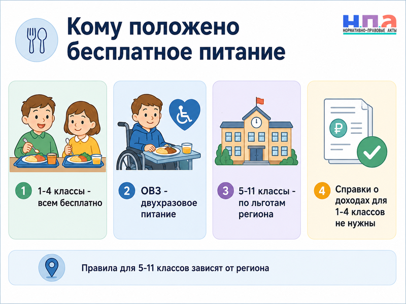 Бесплатное питание в школе кому положено и как оформить