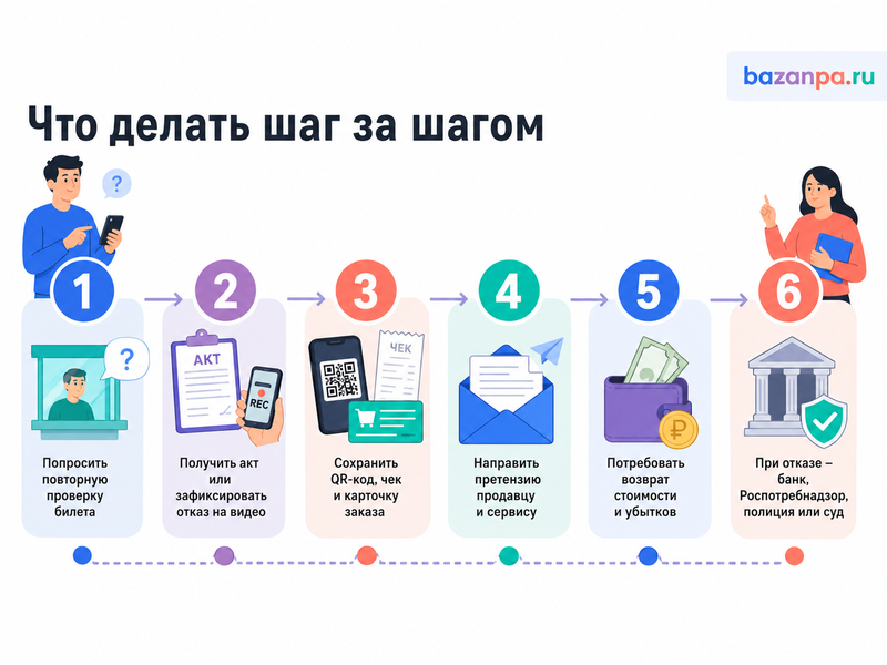 Билетный сервис продал недействительный, поддельный или повторно реализованный билет