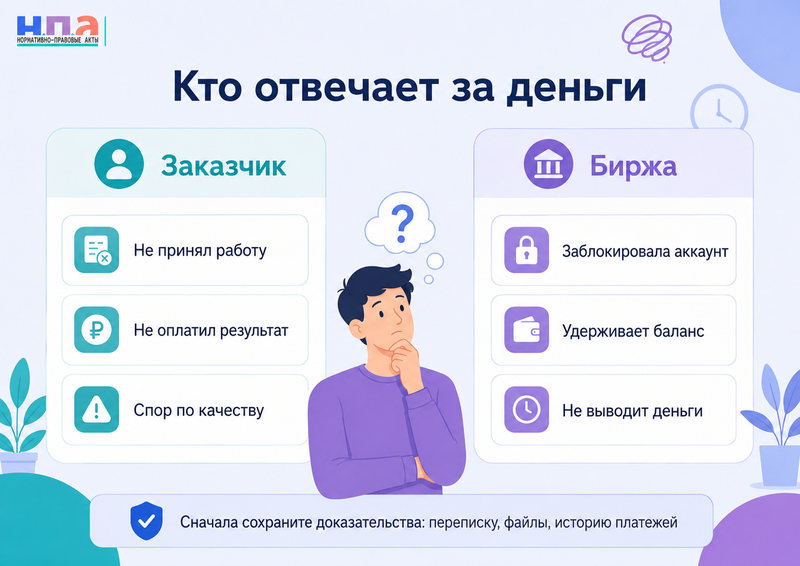 Биржа фриланса заблокировала аккаунт или удерживает деньги: претензия, арбитраж площадки и суд