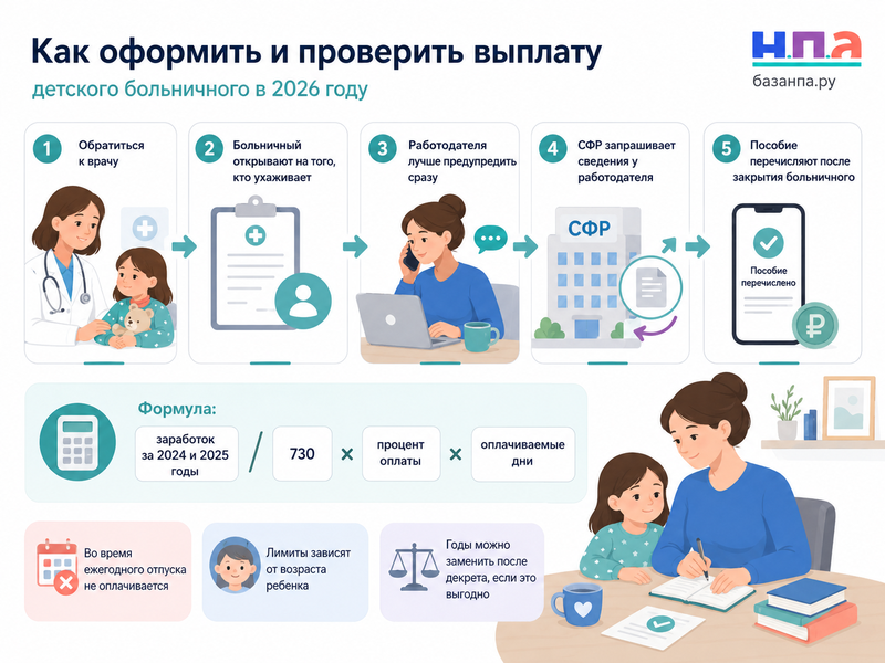 Больничный по уходу за ребенком в 2026 году