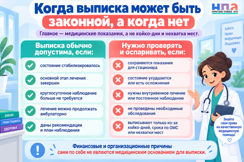 Больница выписывает раньше времени или не переводит в другое отделение что делать
